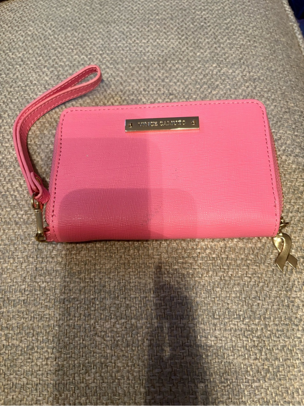 Vince Camuto Bubblegum Pink Wristlet Clutch with Gold Accent